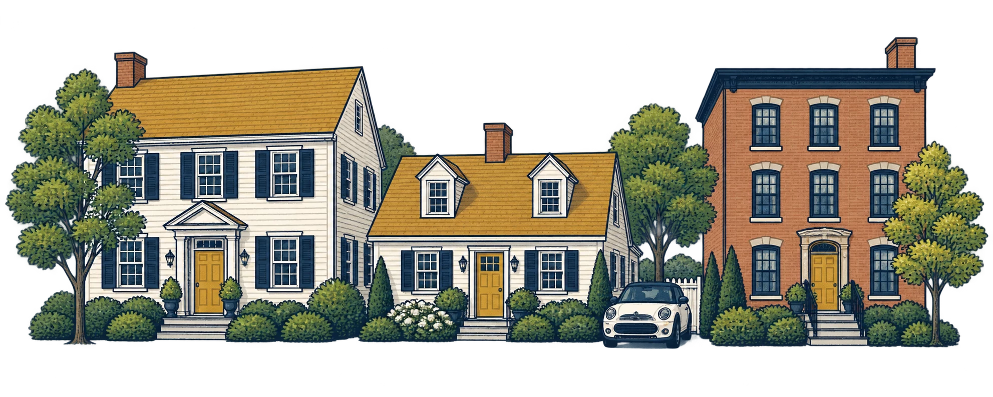 Illustrated Massachusetts homes